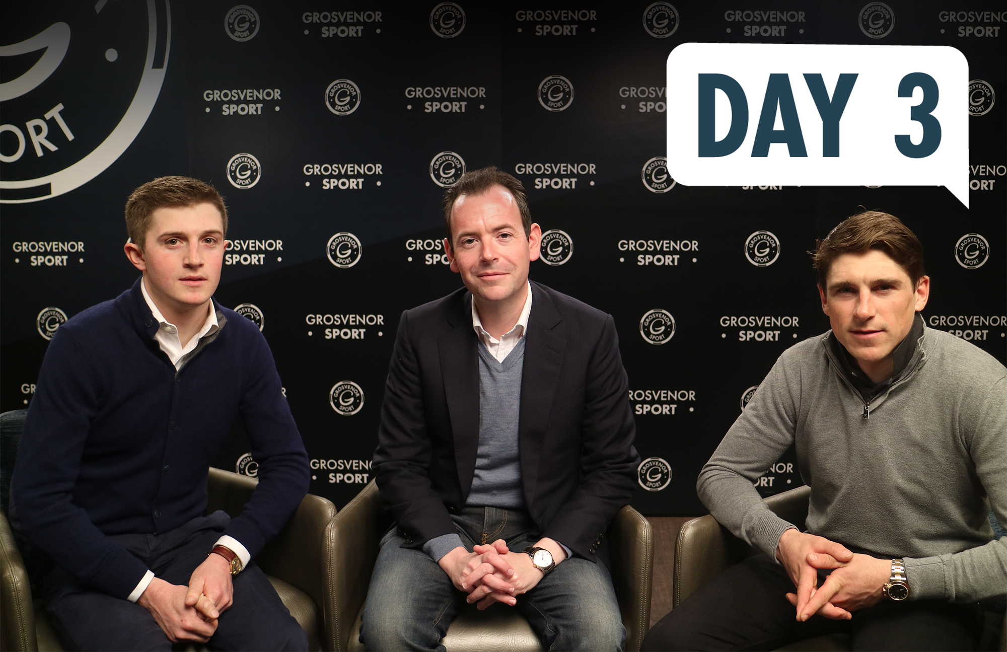 Harry Skelton, Nick Luck and Harry Derham - Cheltenham festival Grsovenor sport