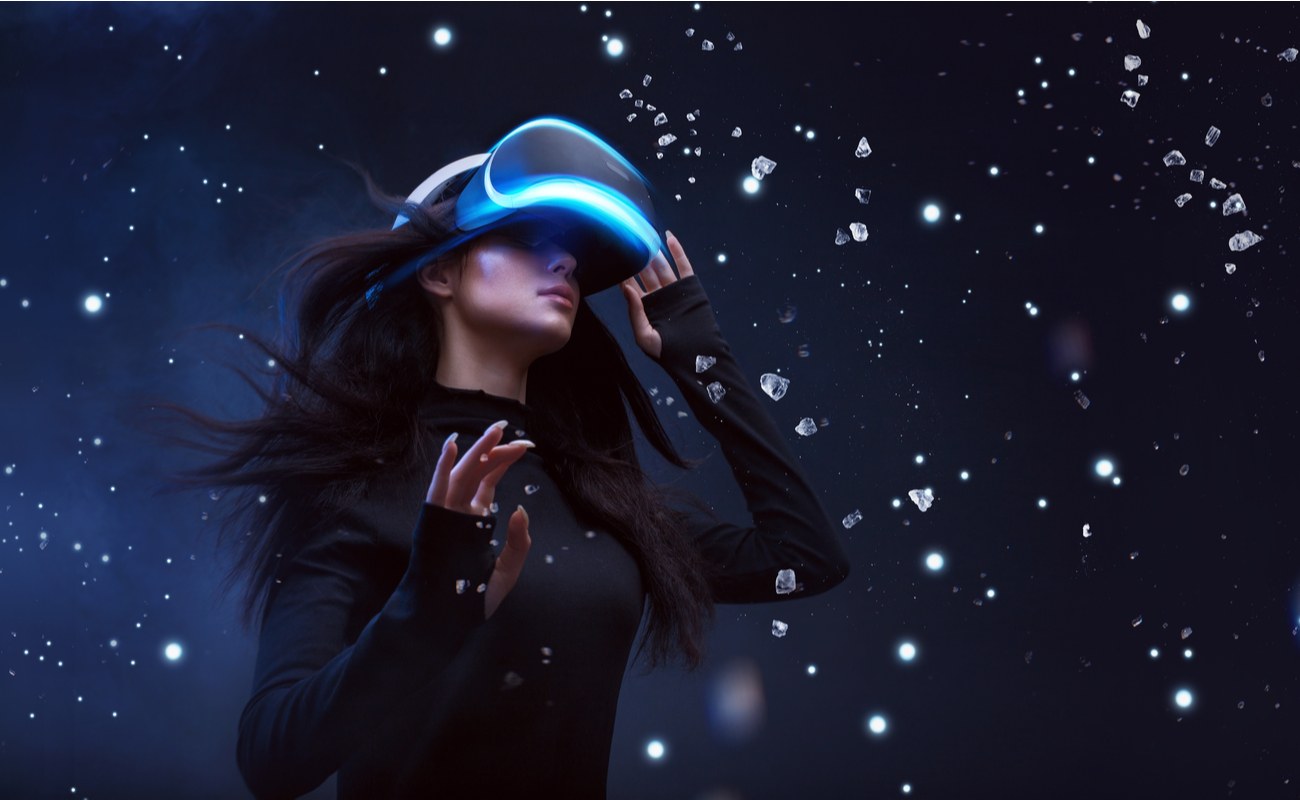 Woman with a virtual reality headset on