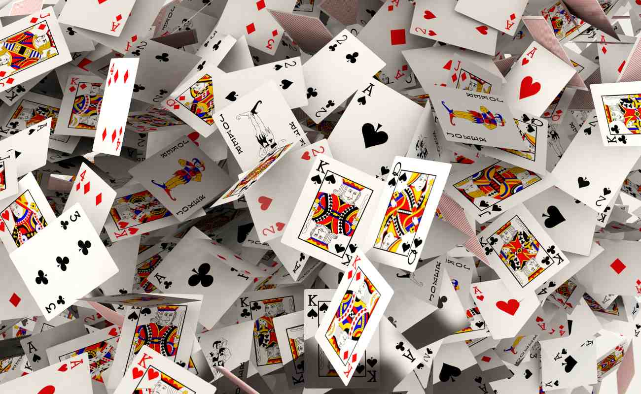 Poker cards falling