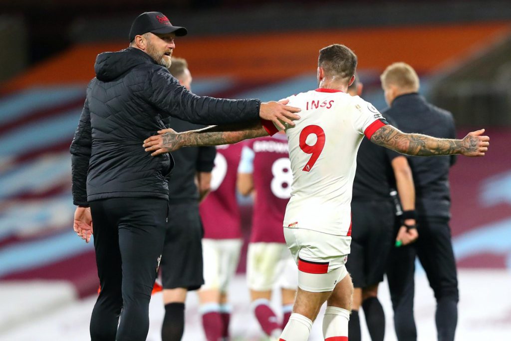 Southampton manager Ralph Hasenhuttl celebrating with star striker Danny Ings