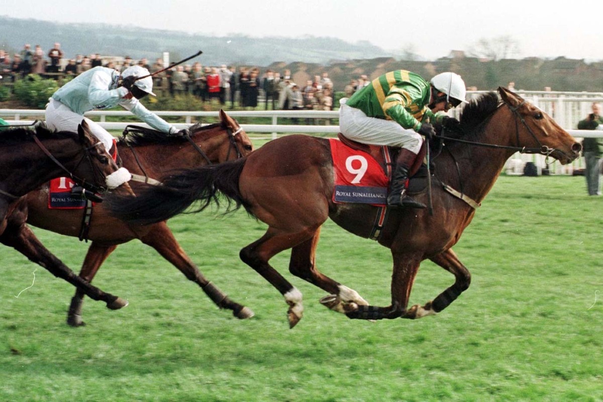 The legendary horse Istabraq storms to victory in the Champion Hurdle at Cheltenham Festival