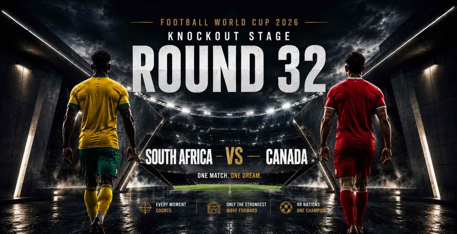 South Africa vs Canada Football World Cup - 2 players entering stadium