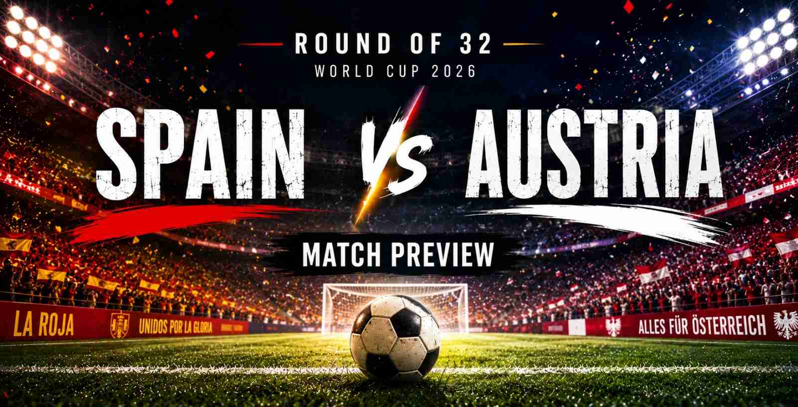 Spain vs Austria World Cup 2026 match preview image.